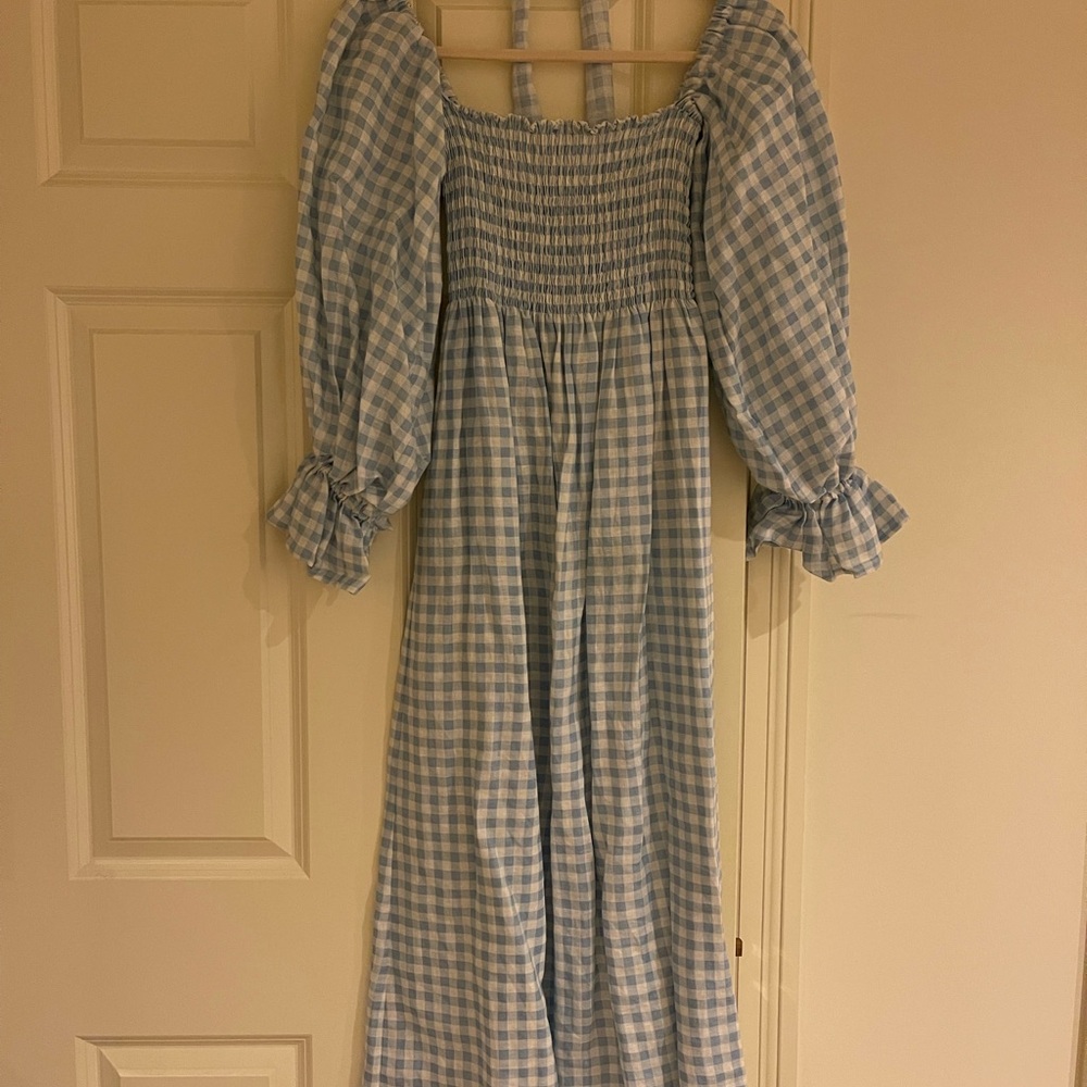 Sleeper Blue Gingham Long Dress